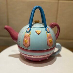 Ceramic 3 Piece Teapot Shaped like a HANDBAG !!